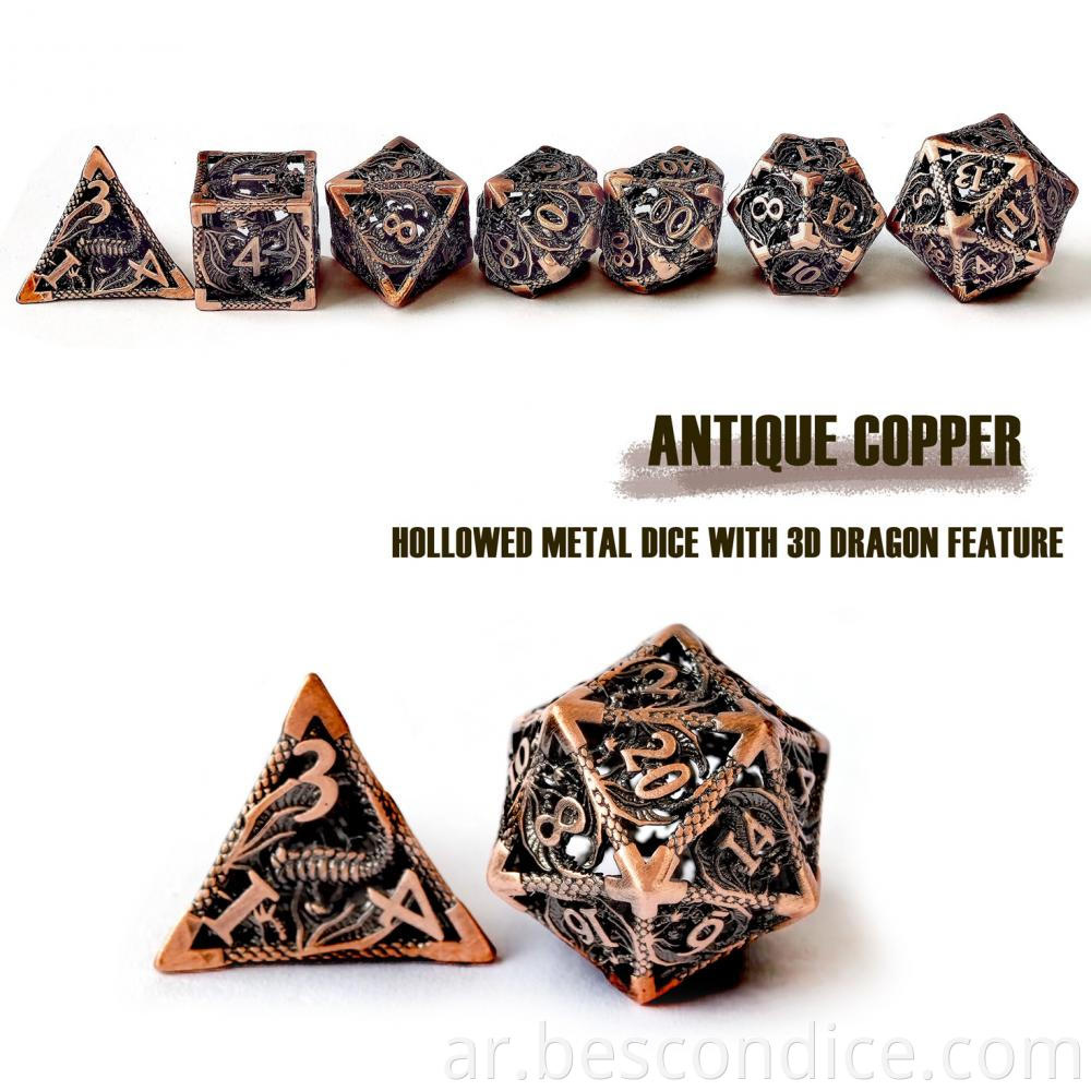 Hollowed Metal Dice With 3d Dragon Feature